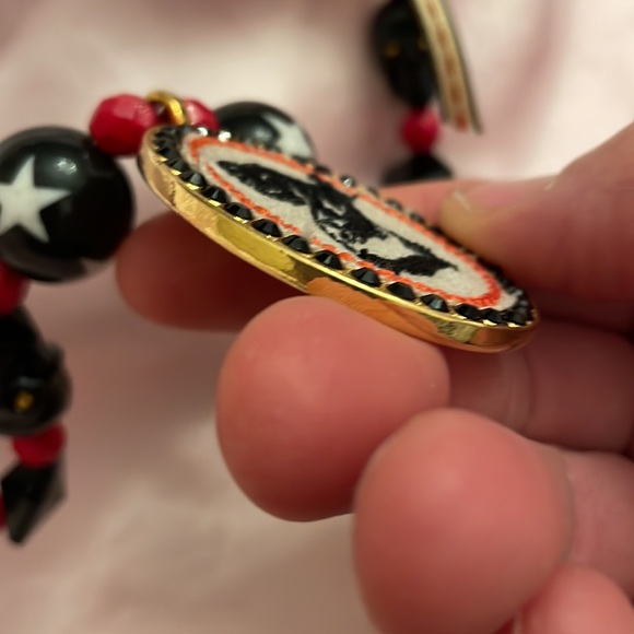 RARE Tarina Tarantino Midnight circus My 2 cents embroidered opinion necklace - Picture 10 of 12